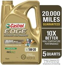 Castrol 1598EF Edge Extended Performance 5W-20 Advanced Full Synthetic Motor Oil, 5 Quart