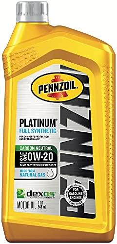 Pennzoil Platinum Full Synthetic 0W-20 Motor Oil (1-Quart, Single)
