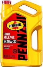 Pennzoil High Mileage Conventional 10W-30 Motor Oil for Vehicles Over 75K Miles (5-Quart)