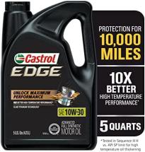 Castrol 03081 Edge 10W-30 Advanced Full Synthetic Motor Oil, 5 Quart
