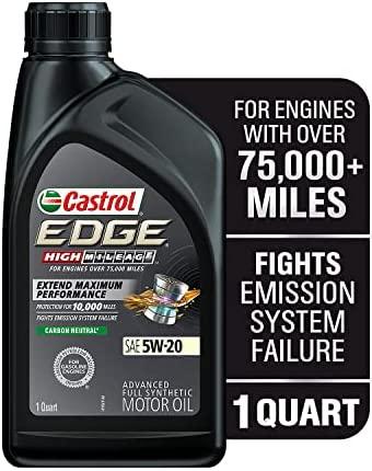 Castrol 06122 Edge High Mileage 5W-20 Advanced Full Synthetic Motor Oil, 1 Quart