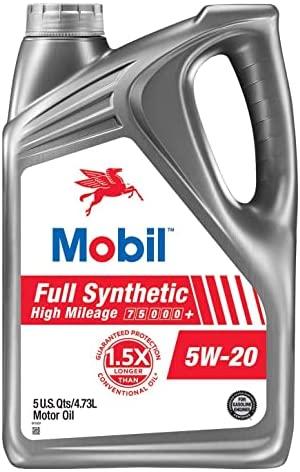 Mobil Full Synthetic High Mileage Motor Oil 5W-20, 5 Quart