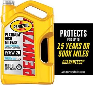 Pennzoil Platinum High Mileage Full Synthetic 5W-20 Motor Oil (5-Quart, Single Pack)