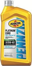 Pennzoil Platinum Euro Full Synthetic 0W-40 Motor Oil (1-Quart, Single)