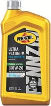 Pennzoil Ultra Platinum Full Synthetic 0W-20 Motor Oil (1-Quart, Single Pack)