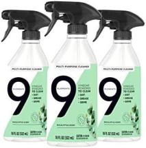 9 Elements All Purpose Cleaner, Eucalyptus Multi Surface Cleaning Vinegar Spray, 18 oz (Pack of 3)