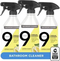 9 Elements Bathroom Cleaner, Lemon Multi Surface Cleaning Vinegar Spray, 18 oz Bottles (Pack of 3)