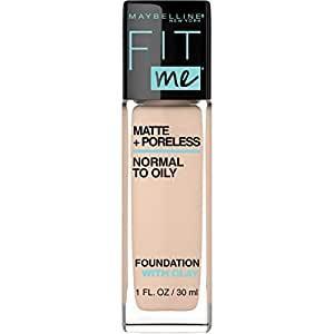 Maybelline New York Fit Me Matte + Poreless Liquid Foundation Makeup, Classic Ivory, 1 fl. oz.