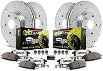 PowerStop K6808-26 Front and Rear Z26 Carbon Fiber Brake Pads with Drilled & Slotted Brake Rotors