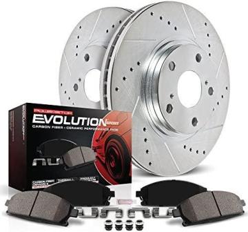 PowerStop Front K1043 Carbon-Fiber Ceramic Brake Pad and 282mm Drilled and Slotted Rotor Z23