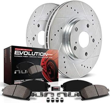 PowerStop Front K2009 Carbon-Fiber Ceramic Brake Pad and Drilled and Slotted Rotor Z23