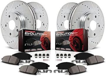 PowerStop K1560 Front and Rear Z23 Carbon Fiber Brake Pads with Drilled & Slotted Brake Rotors Kit