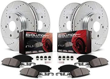 PowerStop K6973 Front and Rear Z23 Carbon Fiber Brake Pads with Drilled & Slotted Brake Rotors Kit