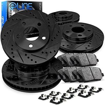 R1 Concepts CBC.67071.42 Front Rear Black Drilled and Slotted Brake Rotors