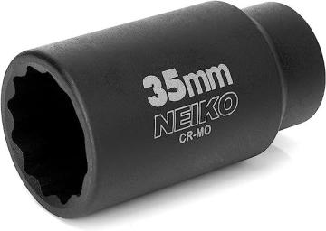 Neiko 02526A 35mm Socket, 1/2” Drive Deep Impact Socket, 12 Point, Axle Shaft Nut Remover
