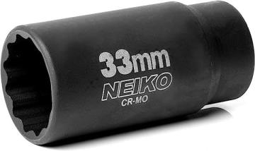 Neiko 02524A 33mm Socket, 1/2” Drive Deep Impact Socket, 12 Point, Axle Shaft Nut Remover