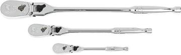 Apex GEARWRENCH 3 Piece 1/4", 3/8" and 1/2" Drive 84 Tooth Locking Flex Head Teardrop Ratchet Set