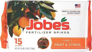 Jobe's 01612, Fertilizer Spikes, Fruit and Citrus, Includes 15 Spikes, 12 Ounces, Brown