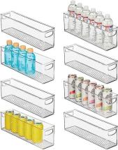 mDesign Plastic Kitchen Organizer Storage Holder Bin with Handles, Ligne Collection, 8 Pack, Clear