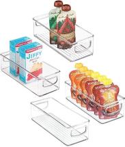 mDesign Plastic Stackable Small Organizing Bin, Ligne Collection, 4 Pack - Clear