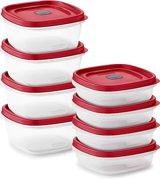 Rubbermaid 16-Piece Food Storage Containers with Lids and Steam Vents, Red