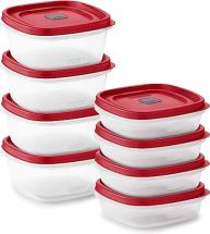 Rubbermaid 16-Piece Food Storage Containers with Lids and Steam Vents, Red