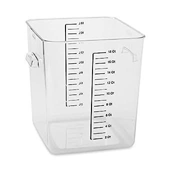 Rubbermaid Commercial Products Plastic Space Saving Square Food Storage Container, 18 Quart, Clear