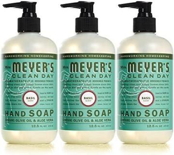 Mrs. Meyer's Hand Soap, Made with Essential Oils, Biodegradable Formula, Basil, 12.5 fl. oz