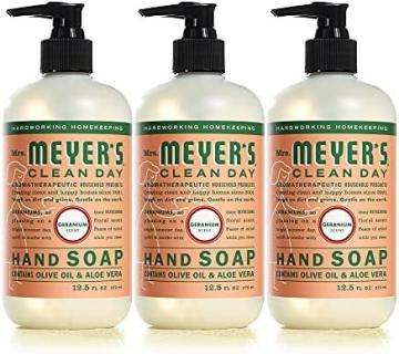 Mrs. Meyer's Hand Soap, Made with Essential Oils, Biodegradable Formula, Geranium, 12.5 fl. oz