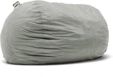 Big Joe Fuf XXL Foam Filled Bean Bag Chair with Removable Cover, Fog Lenox, 6ft Giant