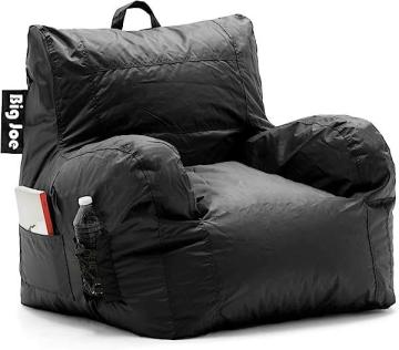 Big Joe Dorm Bean Bag Chair with Drink Holder and Pocket, Black Smartmax, 3ft