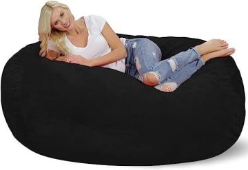 Chill Sack Bean Bag Chair Cover, 6-feet, Ultrafur - Black