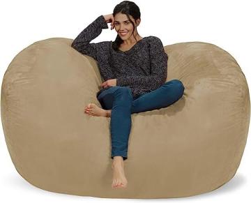 Chill Sack Bean Bag Chair Cover, 6-feet, Microsuede -Camel
