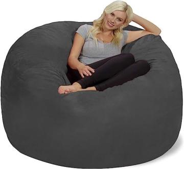 Chill Sack Bean Bag Chair Cover, 6-feet, Microsuede - Charcoal