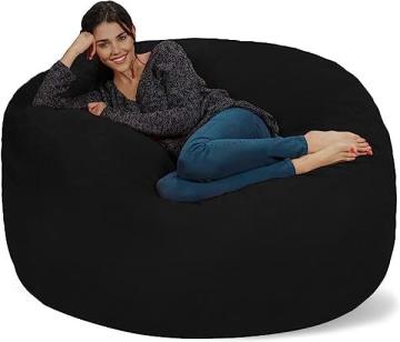 Chill Sack Bean Bag Chair Cover, 5-Feet, Microsuede - Black