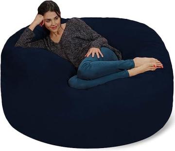 Chill Sack Bean Bag Chair: Giant 5' Memory Foam Furniture Bean Bag - Navy