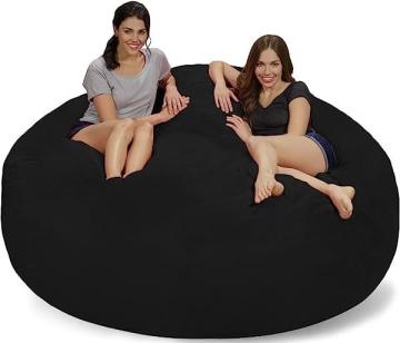 Chill Sack Bean Bag Chair: Giant 7' Memory Foam Furniture Bean Bag - Black Micro Suede