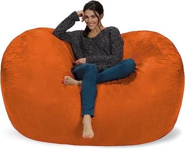 Chill Sack Bean Bag Chair: Huge 6' Memory Foam Furniture Bag and Large Lounger - Orange