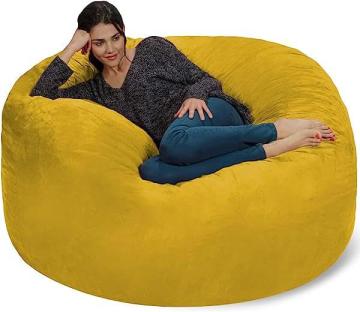 Chill Sack Bean Bag Chair: Giant 5' Memory Foam Furniture Bean Bag - Lemon