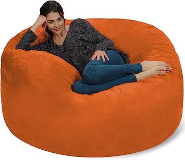 Chill Sack Bean Bag Chair: Giant 5' Memory Foam Furniture Bean Bag - Orange