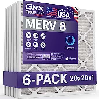 BNX TruFilter 20x20x1 Air Filter MERV 8