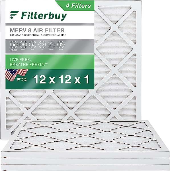 Filterbuy 12x12x1 Air Filter MERV 8 Dust Defense