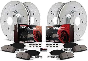 PowerStop K4140 Front and Rear Z23 Carbon Fiber Brake Pads with Drilled & Slotted Brake Rotors Kit