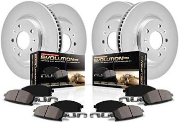 PowerStop CRK6973 Coated Brake Rotor and Ceramic Brake Pads- Front & Rear