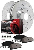 PowerStop K6972 Front and Rear Z23 Carbon Fiber Brake Pads with Drilled & Slotted Brake Rotors Kit
