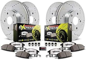 PowerStop K6805-26 Front and Rear Z26 Carbon Fiber Brake Pads with Drilled & Slotted Brake Rotors