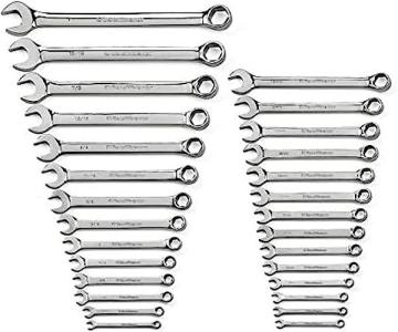 Apex GearWrench 28 Pc. 6 Pt. Combination Wrench Set, SAE/Metric - 81923, Chrome