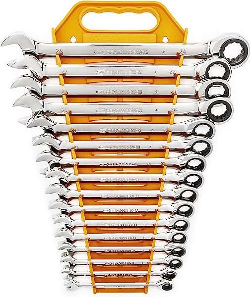 Apex GearWrench 16 Pc. Ratcheting Combination Wrench Set with Tray, Metric - 9416