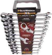 Apex GearWrench 12 Pc. 12 Pt. XL Locking Flex Head Ratcheting Combination Wrench Set, Metric