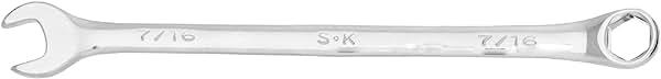 SK Professional Tools 88614 6-Point SuperKrome Long Pattern Combination Wrench, 7/16-Inch